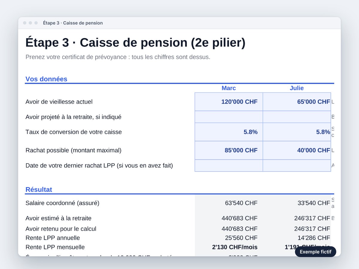Étape 3 · Caisse de pension